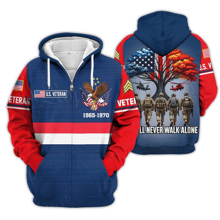 Premium Custom US Veteran Zip Up Hoodie VPVC609537, Gifts For US Veteran, Gifts For Veterans Day.