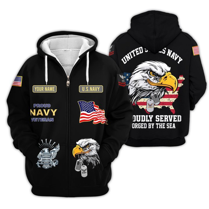 Premium Custom US Navy Zip Up Hoodie VPVC609542, Gifts For Navy Veteran, Gifts For Veterans Day.