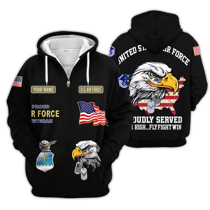 Premium Custom USAF Zip Up Hoodie VPVC609544, Gifts For Air Force Veteran, Gifts For Veterans Day.