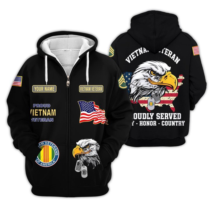 Premium Custom Vietnam Veteran Zip Up Hoodie VPVC609546, Gifts For Vietnam Veteran, Gifts For Veterans Day.