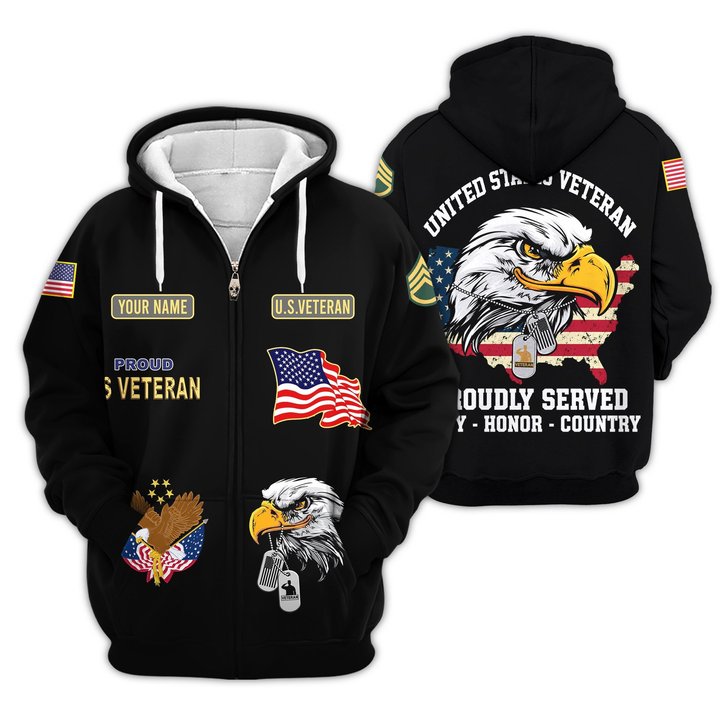 Premium Custom US Veteran Zip Up Hoodie VPVC609547, Gifts For US Veteran, Gifts For Veterans Day.