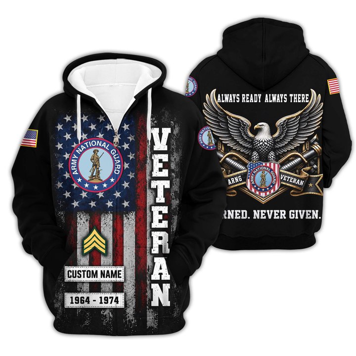 Premium Custom Army National Guard Zip Up Hoodie VPVC609558, Gifts For Army National Guard Veteran, Gifts For Veterans Day.
