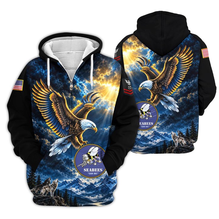 Premium Custom US Seabees Zip Up Hoodie VPVC609579, Gifts For Seabees Veteran, Gifts For Veterans Day.