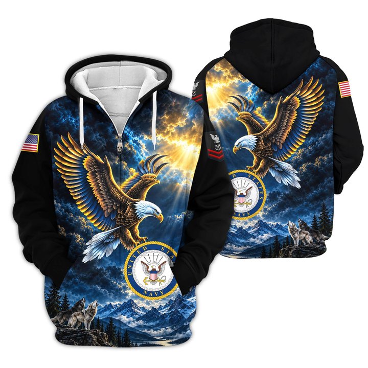 Premium Custom US Navy Zip Up Hoodie VPVC609572, Gifts For Navy Veteran, Gifts For Veterans Day.