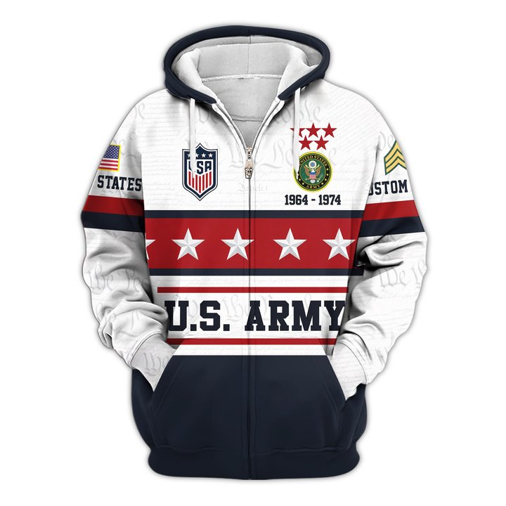 Premium Custom US Army Zip Up Hoodie VPVC609591, Gifts For Army Veteran, Gifts For Veterans Day.