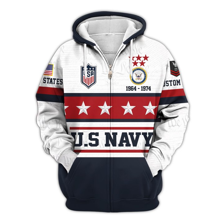 Premium Custom US Navy Zip Up Hoodie VPVC609592, Gifts For Navy Veteran, Gifts For Veterans Day.