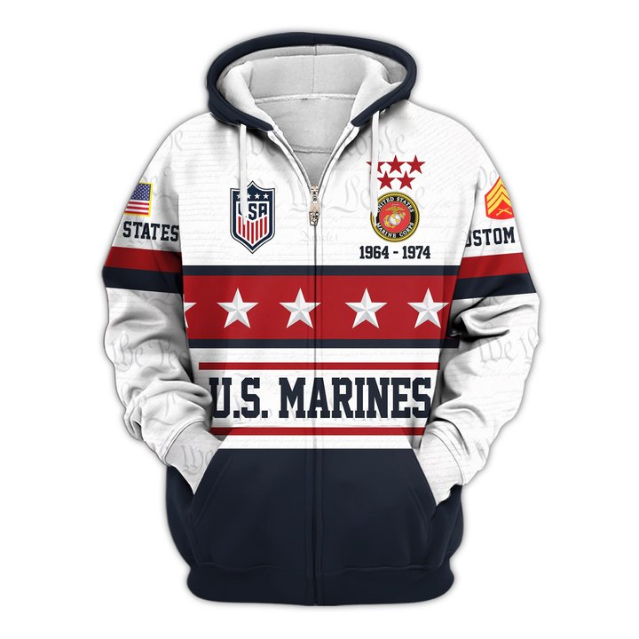 Premium Custom USMC Zip Up Hoodie VPVC609593, Gifts For Marine Veteran, Gifts For Veterans Day.