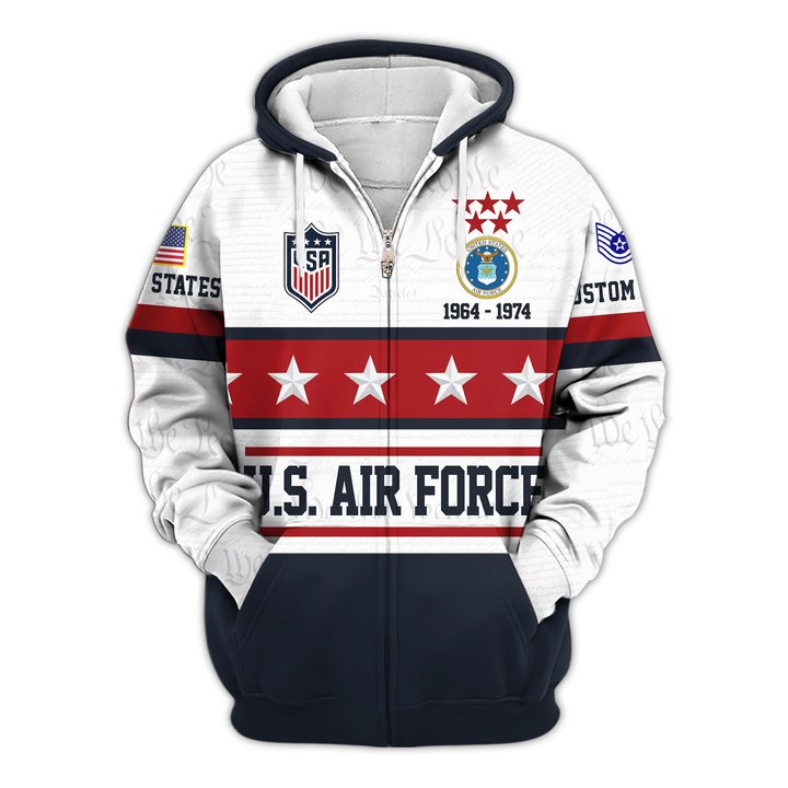 Premium Custom USAF Zip Up Hoodie VPVC609594, Gifts For Air Force Veteran, Gifts For Veterans Day.