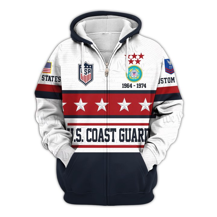 Premium Custom USCG Zip Up Hoodie VPVC609595, Gifts For Coast Guard Veteran, Gifts For Veterans Day.