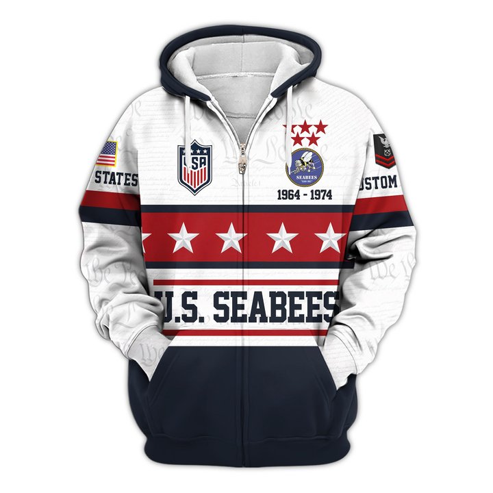 Premium Custom US Seabees Zip Up Hoodie VPVC609599, Gifts For Seabees Veteran, Gifts For Veterans Day.