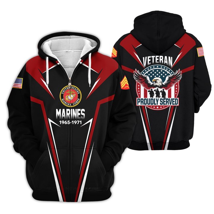 Premium Custom USMC Zip Up Hoodie VPVC609603, Gifts For Marine Veteran, Gifts For Veterans Day.