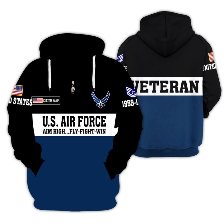Premium Custom USAF Zip Up Hoodie VPVC609614, Gifts For Air Force Veteran, Gifts For Veterans Day.