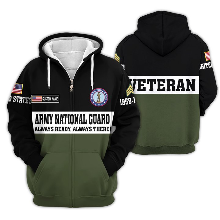Premium Custom Army National Guard Zip Up Hoodie VPVC609618, Gifts For Army National Guard Veteran, Gifts For Veterans Day.