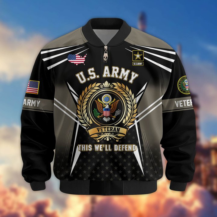 Premium US Veteran Bomber Jacket BTTN281021, Waterproof Windbreaker Coat, US Veteran Gift, Veterans Day Gift.