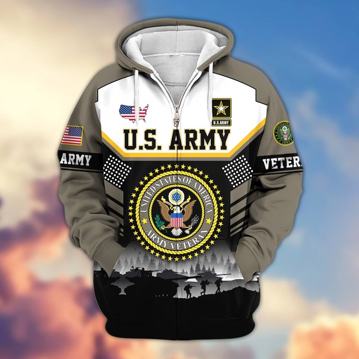 Premium US Veteran Zip Up Hoodie BTTN291022, Gifts For US Veterans, Gifts For Veterans Day.
