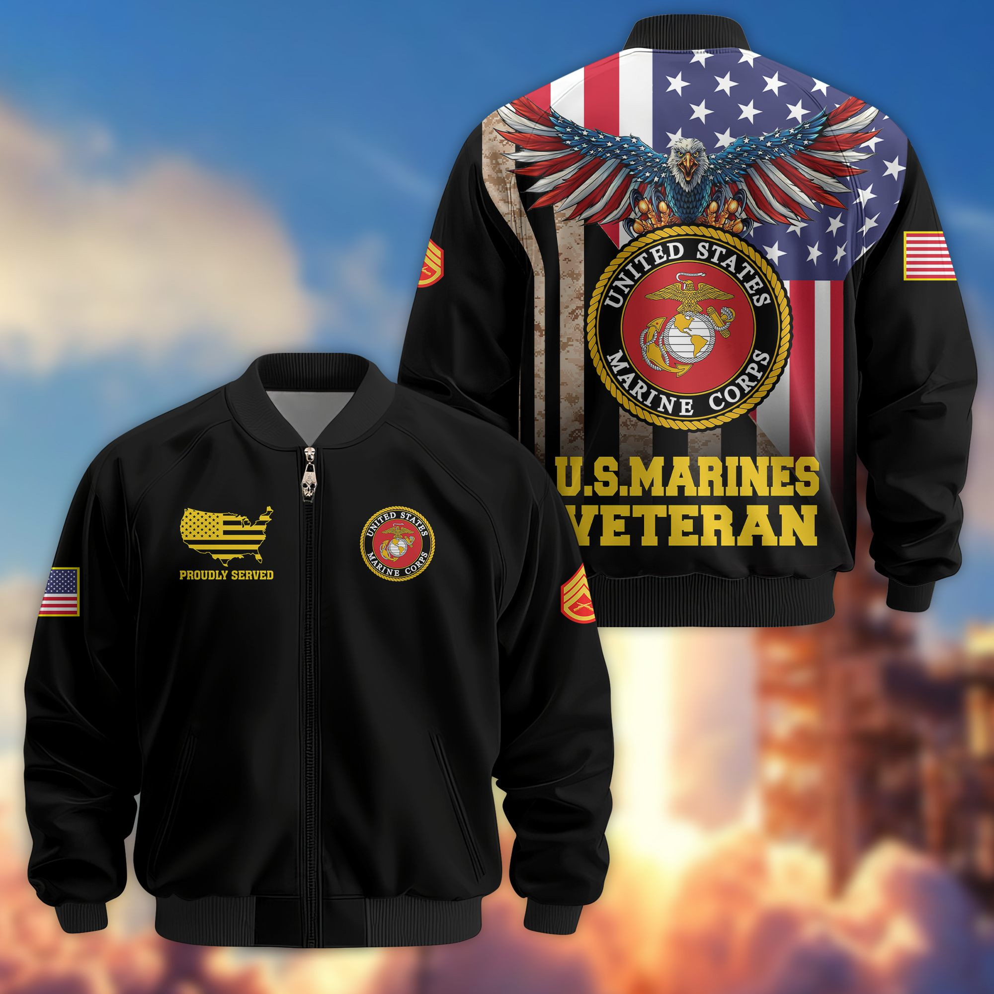 Custom Usmc Jacket Premium Custom USMC Veteran Bomber Jacket VPVC801703, Jacket For Marine ...