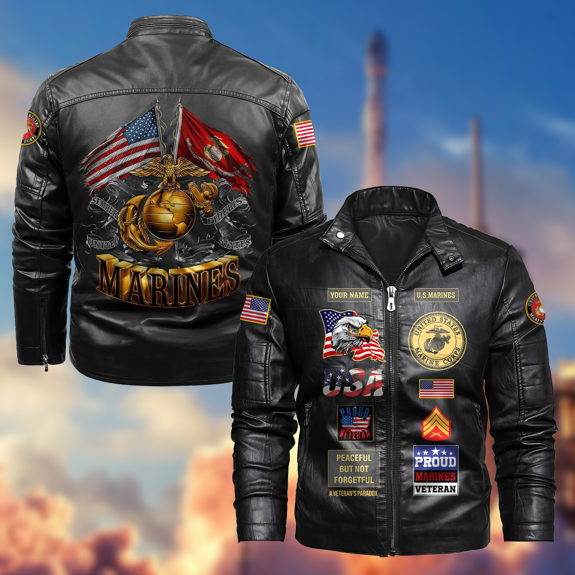 Custom Usmc Jacket Premium Personalized USMC Veteran Leather Jacket VPVC702003, Gifts For ...