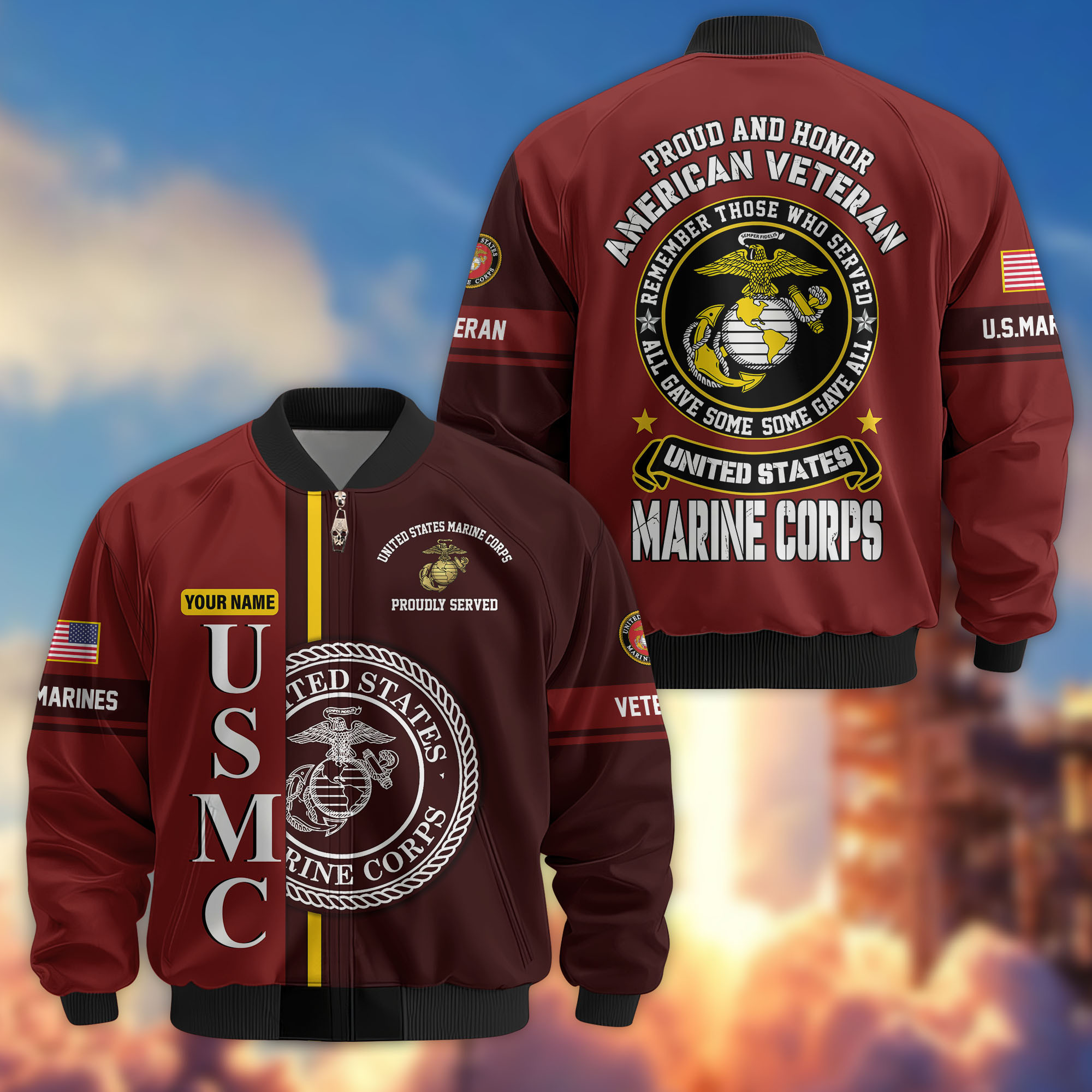 Custom Usmc Jacket Premium Custom USMC Veteran Bomber Jacket VPVC802103, Gifts For Marine ...