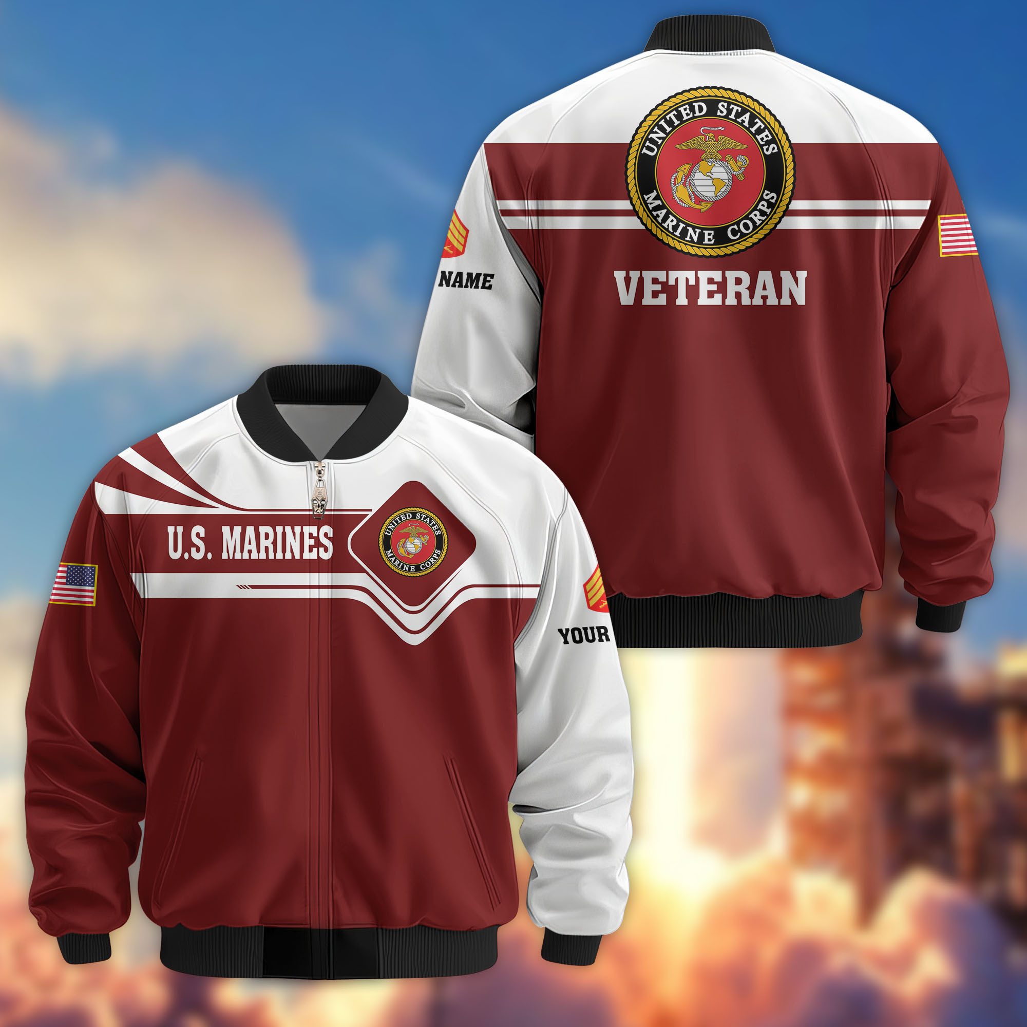 Custom Usmc Jacket Premium Custom USMC Veteran Bomber Jacket VPVC802703, Gifts For US ...