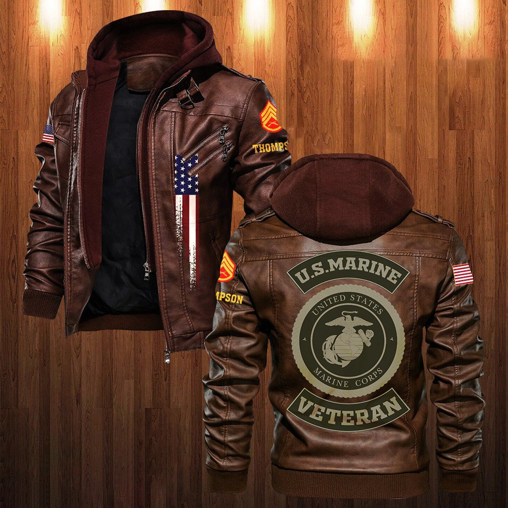 Custom Usmc Jacket Premium Custom USMC Leather Jacket VPVC702178, Gifts For Marine Veteran ...