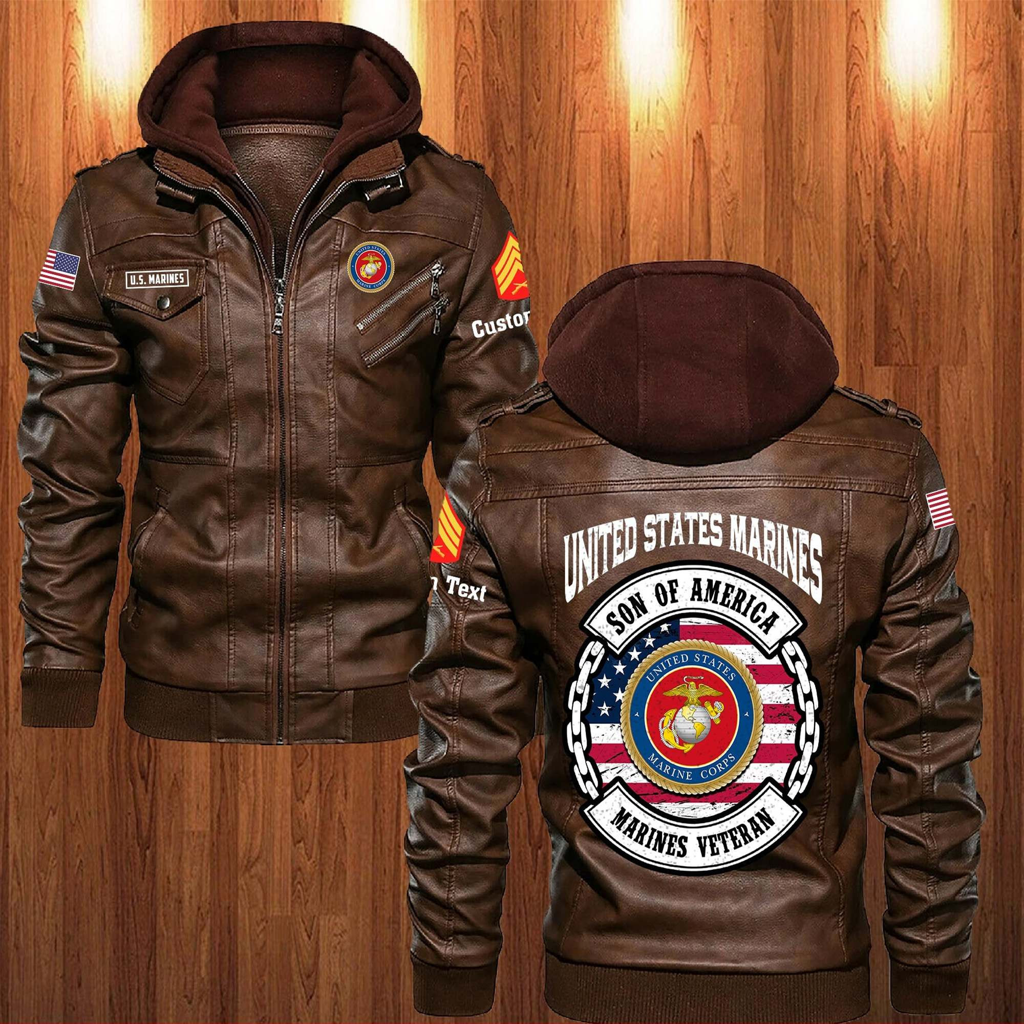 Custom Usmc Jacket Premium Custom USMC Leather Jacket VPVC702242, Gifts For Marine Veteran ...