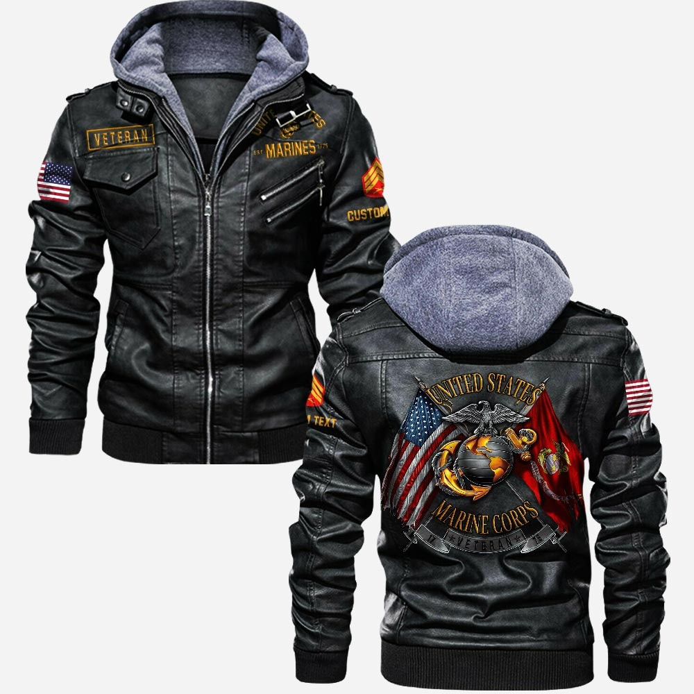 Custom Usmc Jacket Premium Custom USMC Leather Jacket VPVC702245, Gifts For Marine Veteran ...