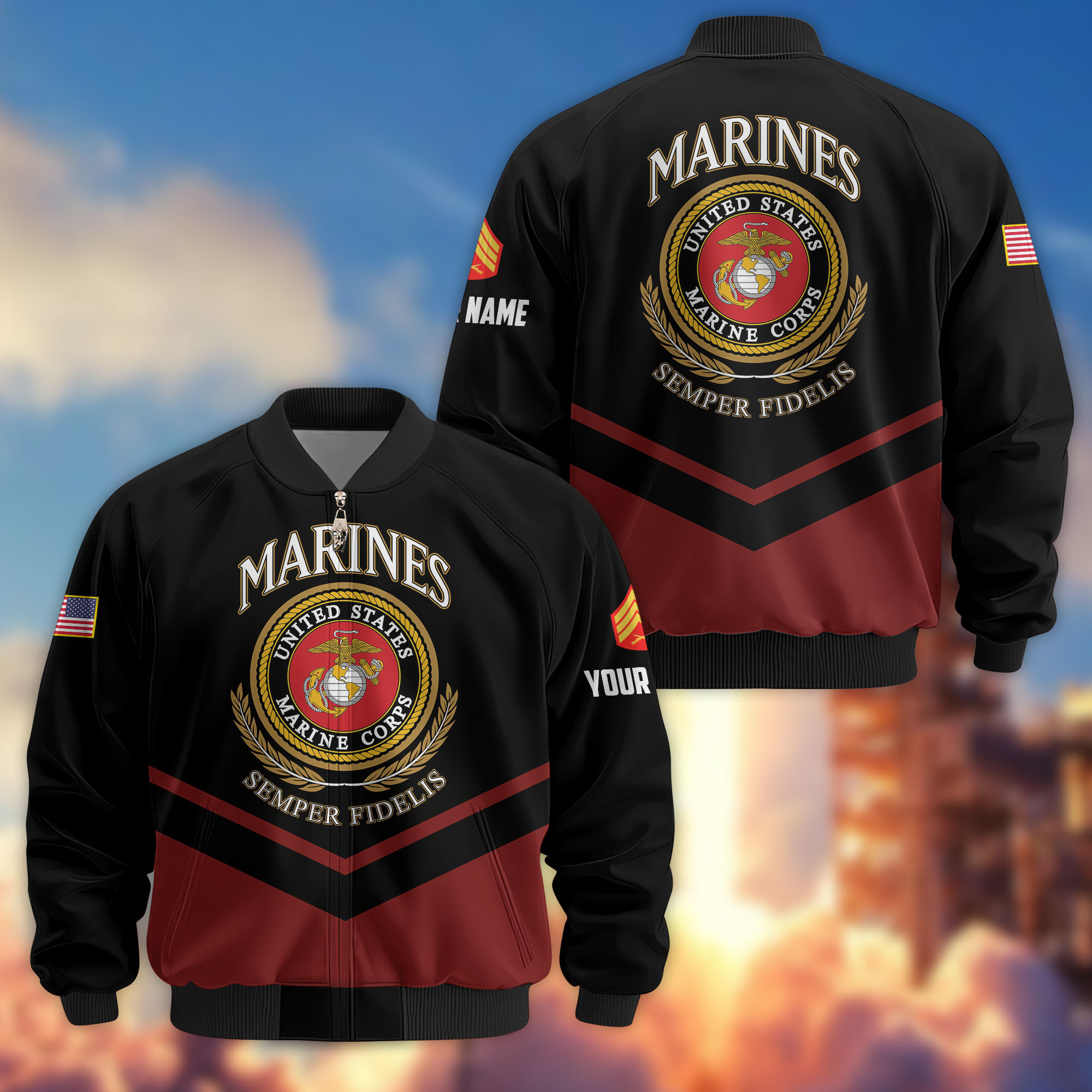 Custom Usmc Jacket Premium Custom USMC Veteran Bomber Jacket VPVC806703, Gifts For US ...