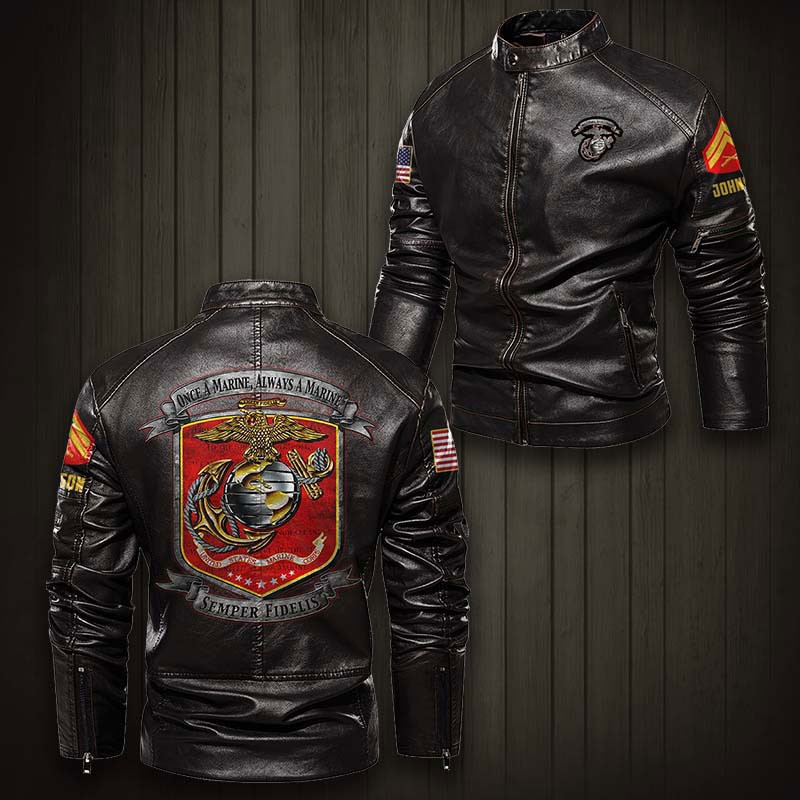 Custom Usmc Jacket Premium Custom USMC Leather Jacket VPVC702344, Gifts For Marine Veteran ...