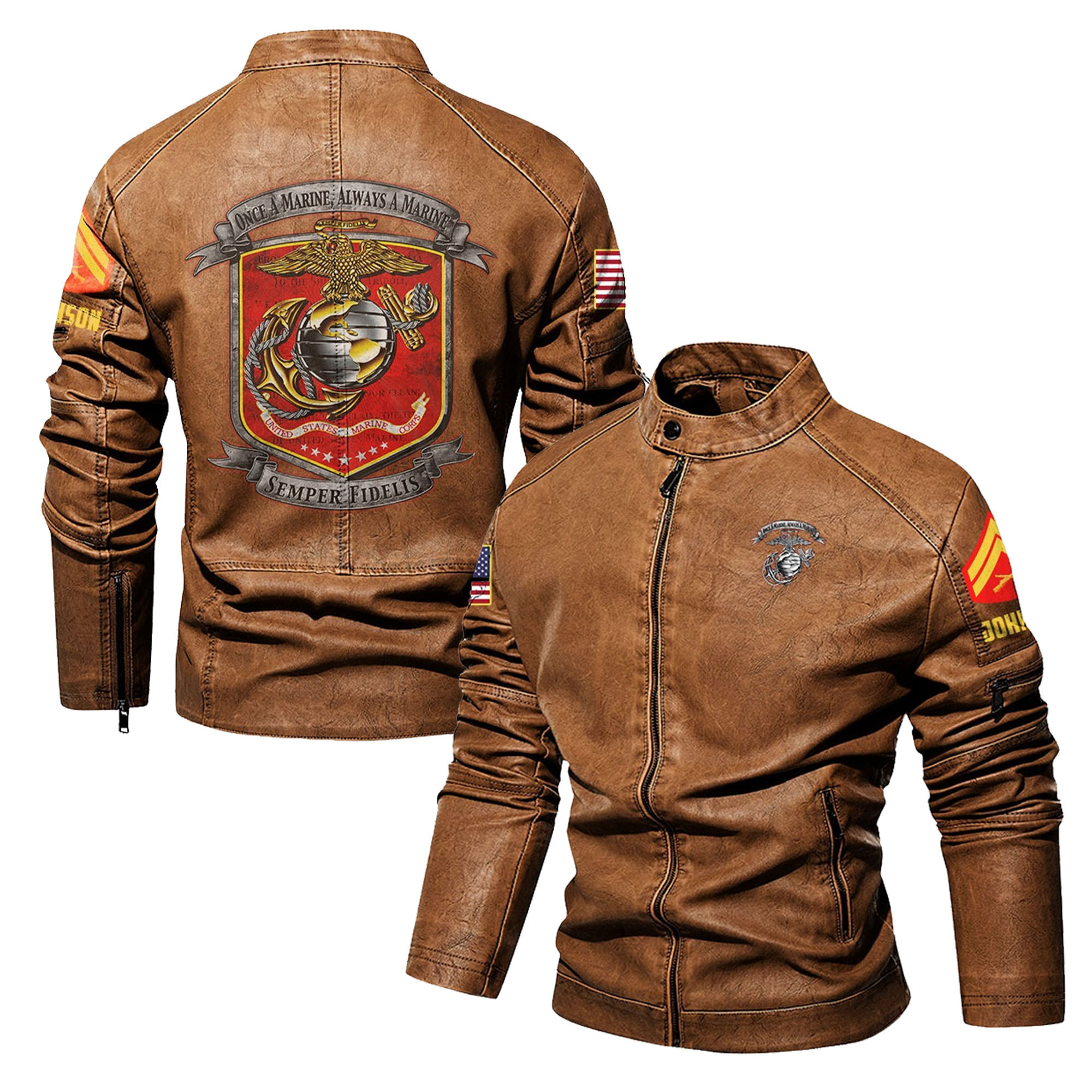 Red Usmc Jacket Premium Custom USMC Leather Jacket VPVC702345, Gifts For Marine Veteran ...