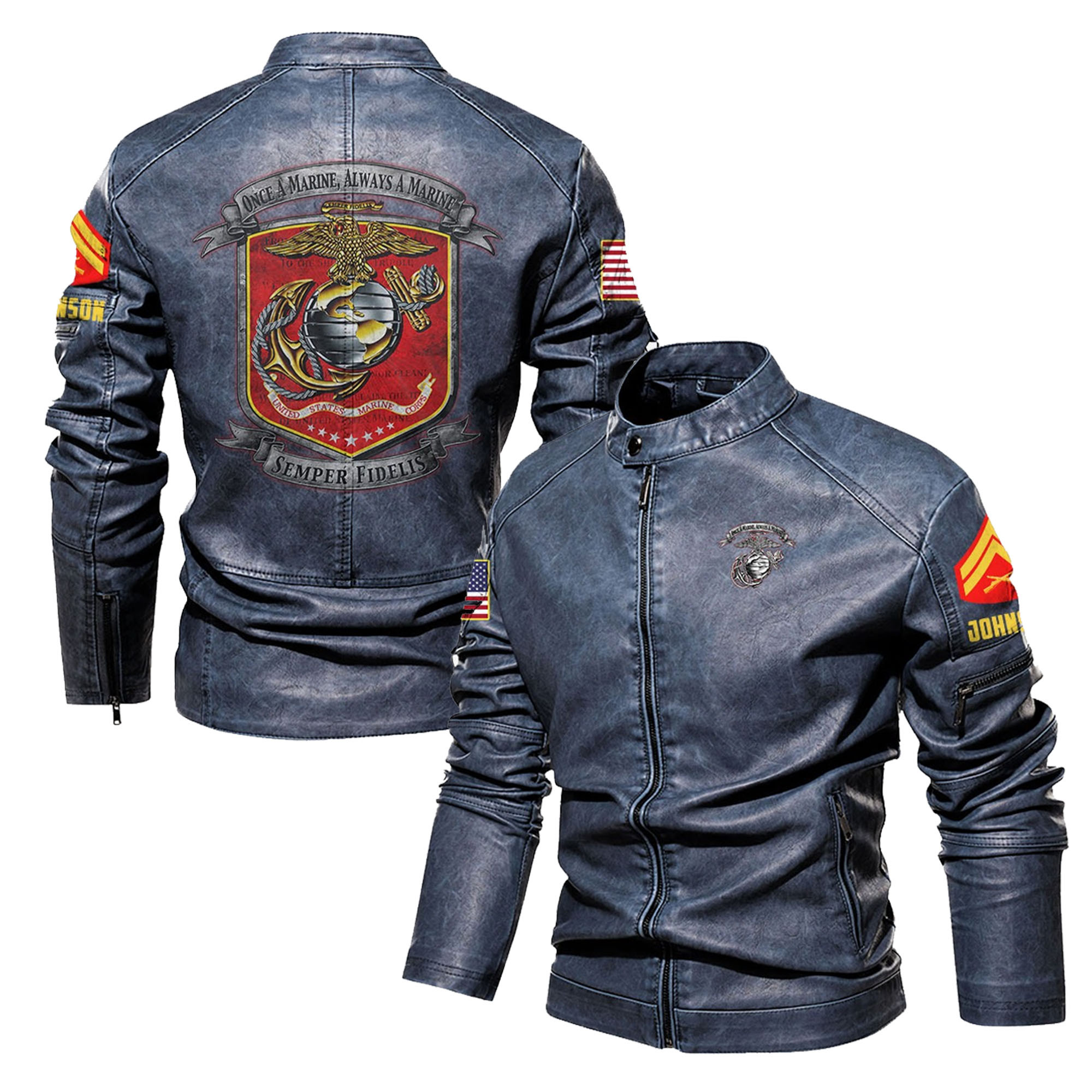 Custom Usmc Jacket Premium Custom USMC Leather Jacket VPVC702346, Gifts For Marine Veteran ...