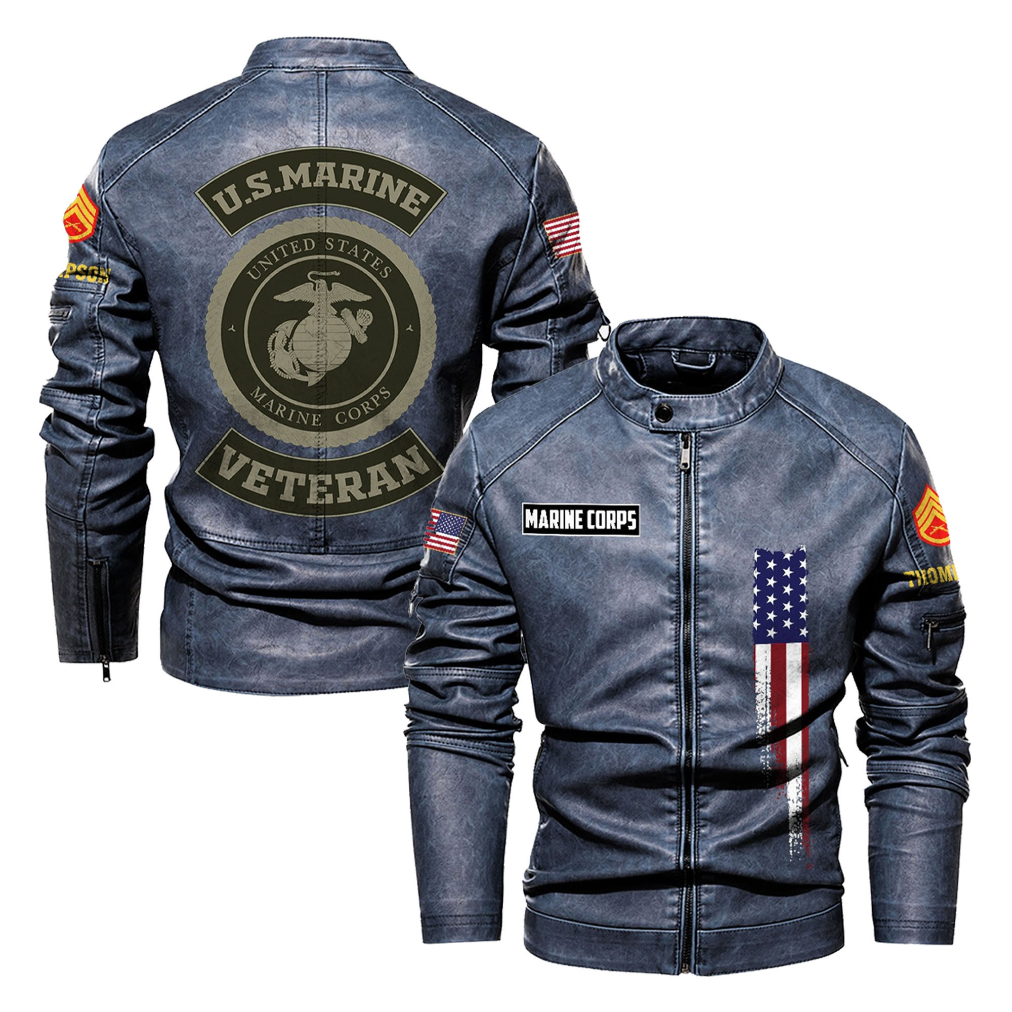 Custom Usmc Jacket Premium Custom USMC Veteran Leather Jacket VPVC702364, Gifts For Marine ...