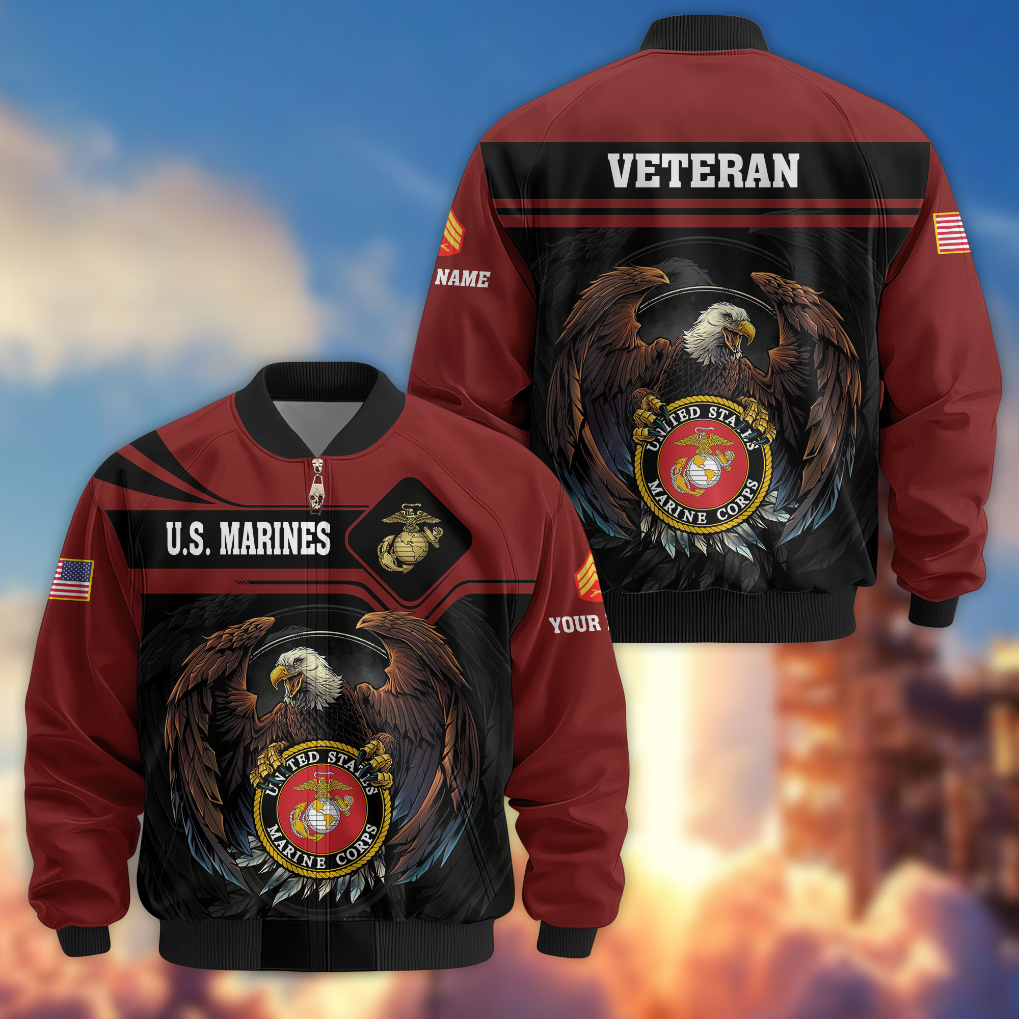 Custom Usmc Jacket Premium Custom USMC Veteran Bomber Jacket VPVC807903, Gifts For US ...