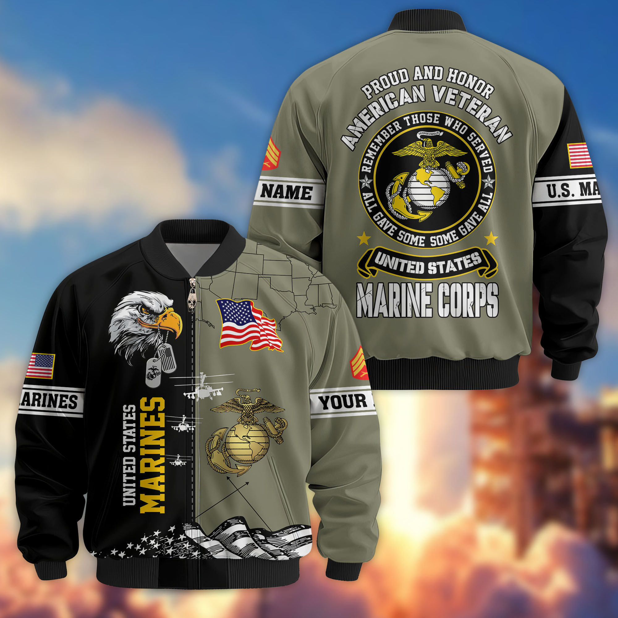 Custom Usmc Jacket Premium Custom USMC Veteran Bomber Jacket VPVC808703, Gifts For US ...