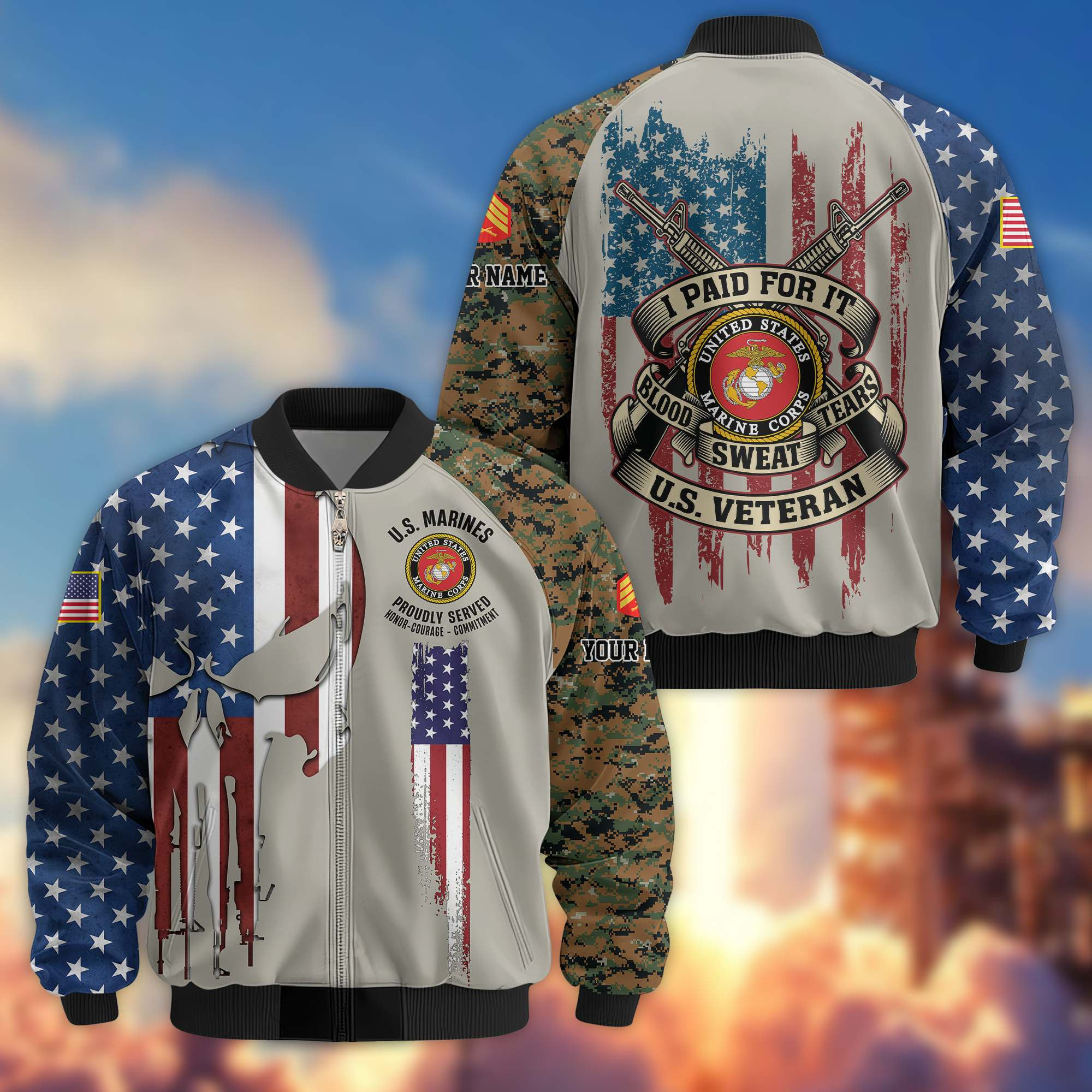 Custom Usmc Jacket Premium Custom USMC Veteran Bomber Jacket VPVC807803, Gifts For US ...