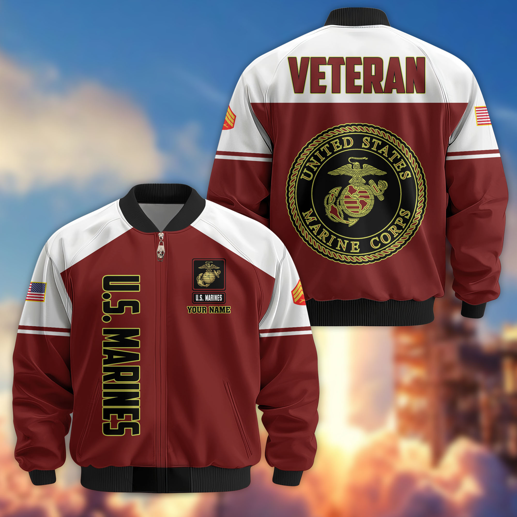 Custom Usmc Jacket Premium Custom USMC Veteran Bomber Jacket VPVC809103, Gifts For US ...