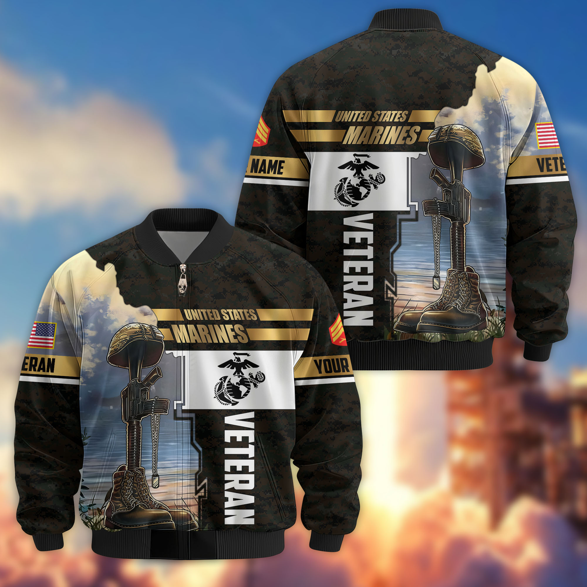 Custom Usmc Jacket Premium Custom USMC Veteran Bomber Jacket VPVC810003, Gifts For US ...