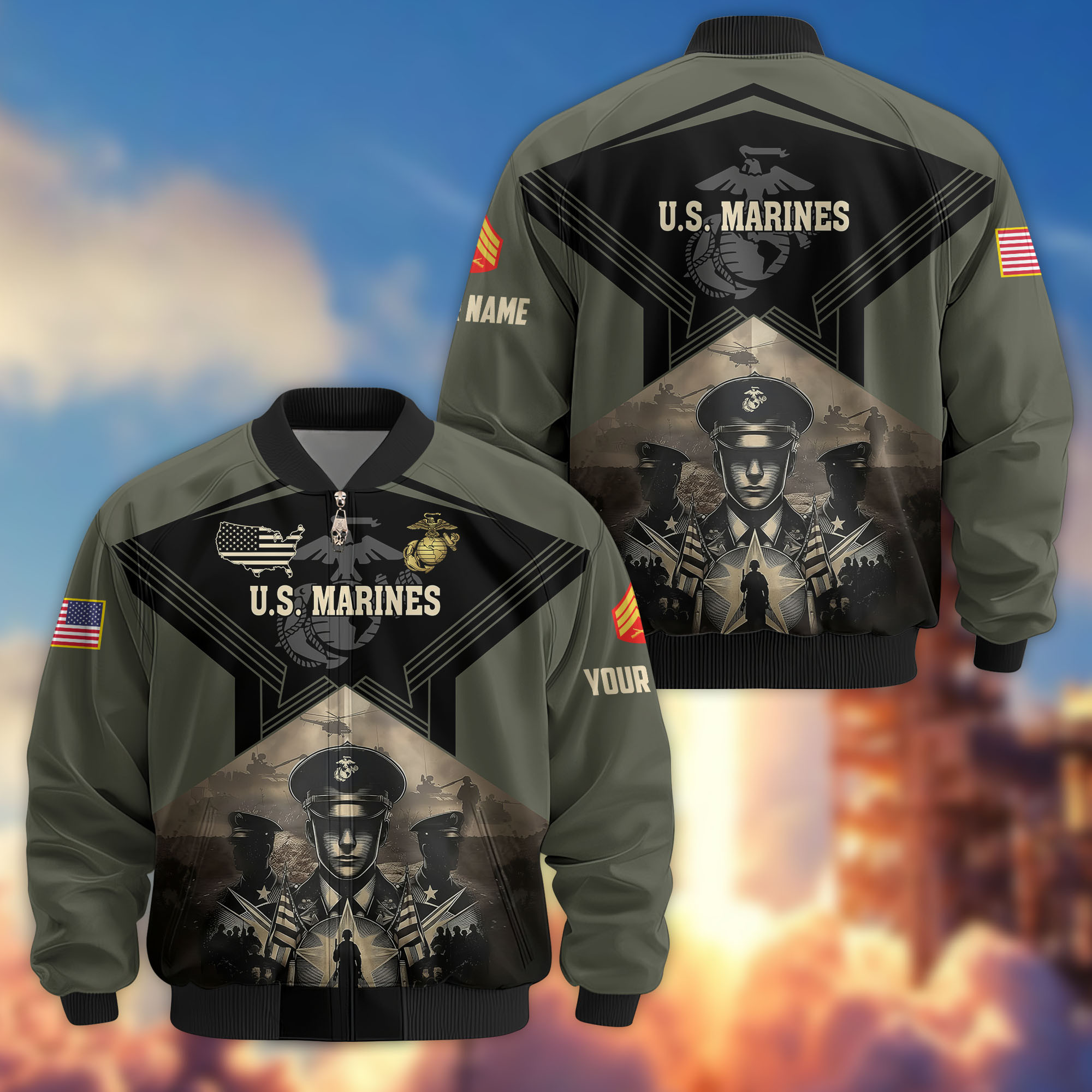 Custom Usmc Jacket Premium Custom USMC Veteran Bomber Jacket VPVC810103, Gifts For US ...
