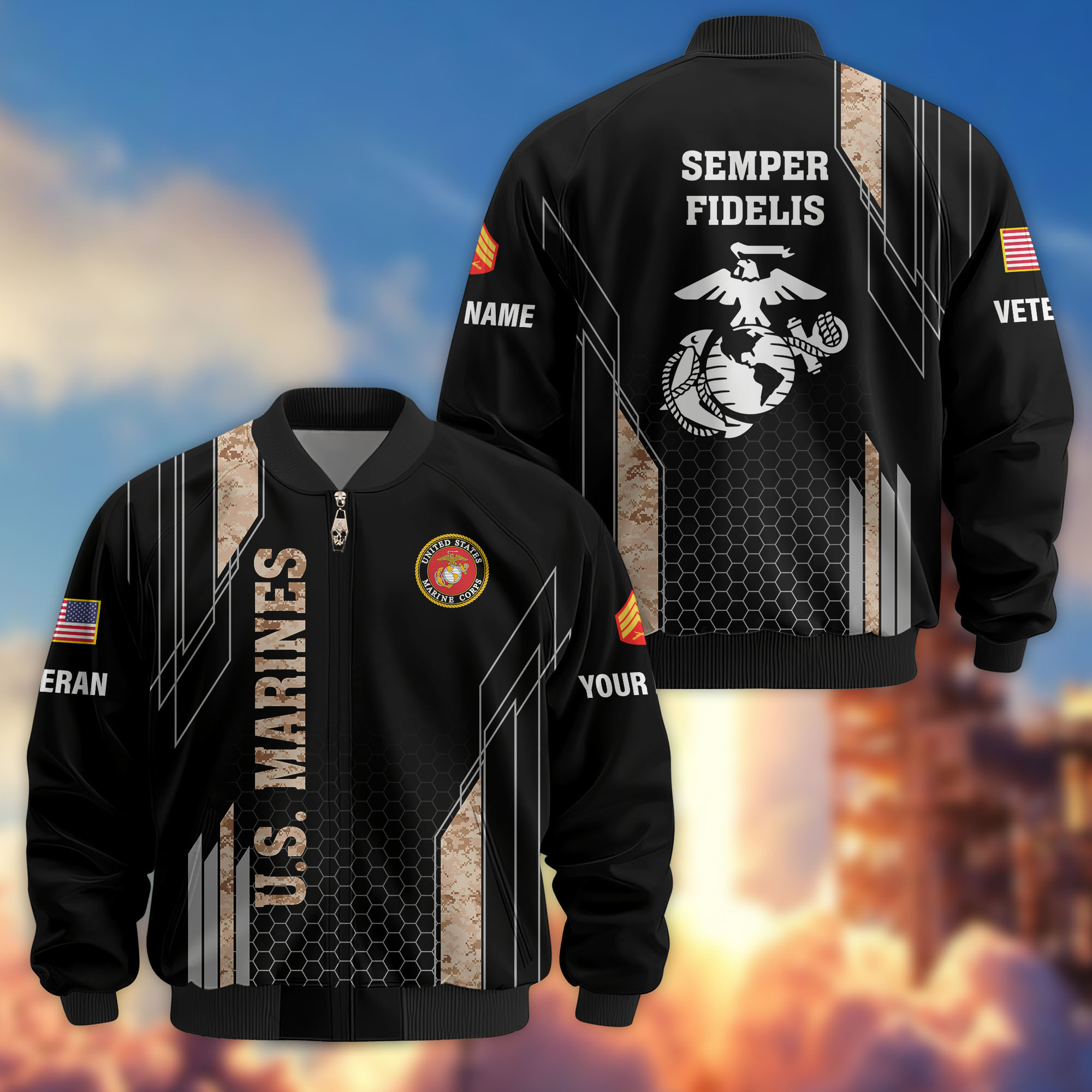 Custom Usmc Jacket Premium Custom USMC Veteran Bomber Jacket VPVC810903, Gifts For US ...