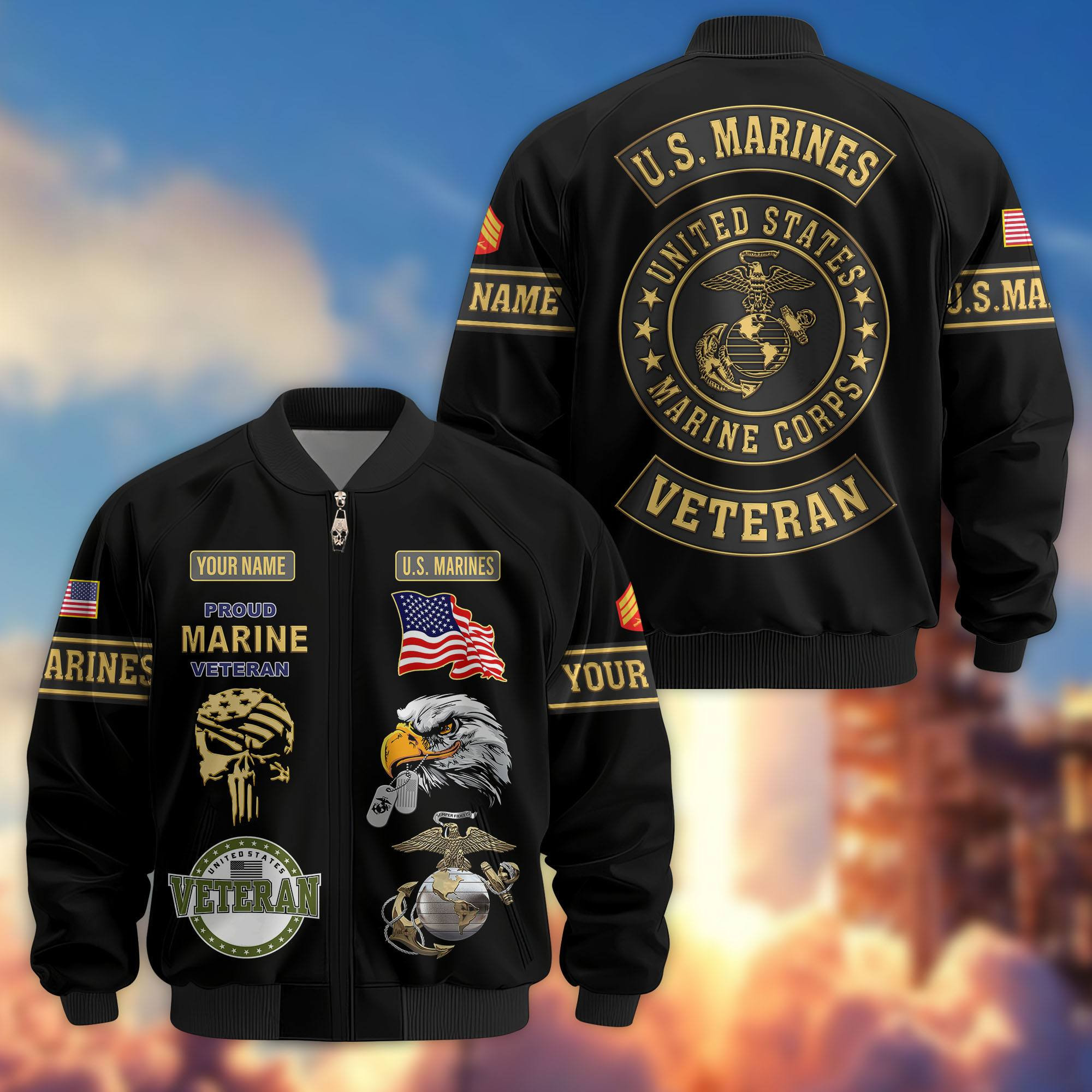 Custom Usmc Jacket Premium Custom USMC Veteran Bomber Jacket VPVC802303, Gifts For US ...