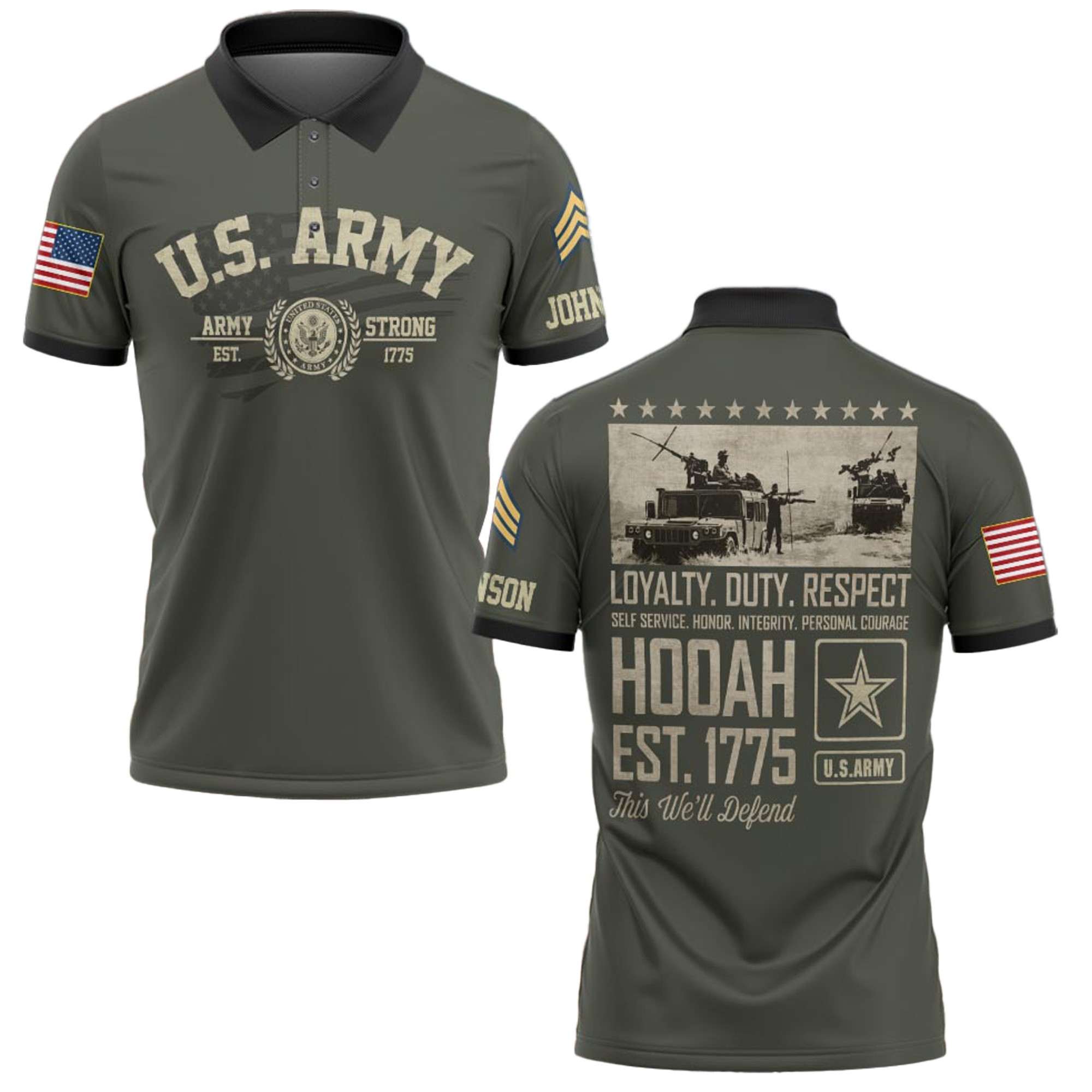 Premium US Army Custom Polo Shirt VPVC219022, Gifts For Army Veteran ...
