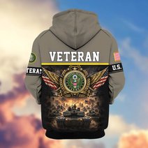 Premium US Veteran Zip Up Hoodie BTTN151021, Gifts For US Veterans, Gifts For Veterans Day.