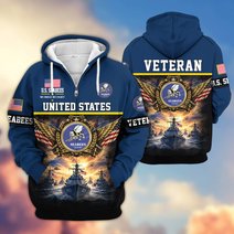 Premium US Veteran Zip Up Hoodie BTTN151021, Gifts For US Veterans, Gifts For Veterans Day.