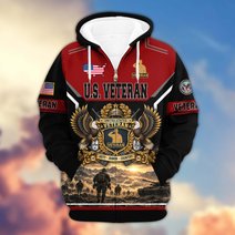 Premium US Veteran Zip Up Hoodie BTTN221023, Gifts For US Veterans, Gifts For Veterans Day.