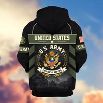 Premium US Veteran Zip Up Hoodie BTTN221021, Gifts For US Veterans, Gifts For Veterans Day.