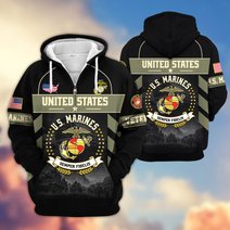 Premium US Veteran Zip Up Hoodie BTTN221021, Gifts For US Veterans, Gifts For Veterans Day.