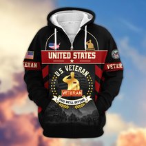 Premium US Veteran Zip Up Hoodie BTTN221021, Gifts For US Veterans, Gifts For Veterans Day.