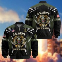 Premium US Veteran Bomber Jacket BTTN281021, Waterproof Windbreaker Coat, US Veteran Gift, Veterans Day Gift.