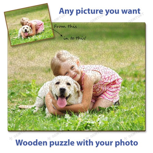 Personalized Wooden Jigsaw Puzzle: A3 Size (4mm Thickness) - Challenging, High Quality with Gemturt's Unique Line-Cut. Custom-made with Your Photo - The Perfect Gift for Any Occasion