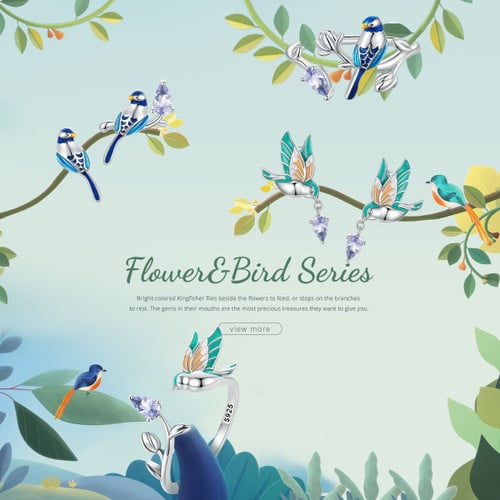 Flower & Bird Series Earrings & Rings
