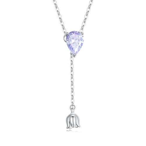 Purple Zircon & Lily of the Valley Necklace